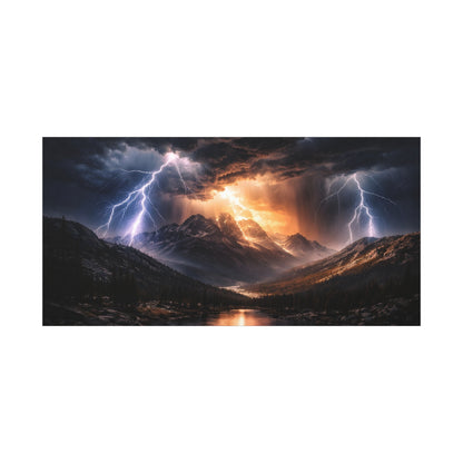 Storm Over the Mountains Canvas – Dramatic Lightning Landscape Wall Art, canvas wall art, gallery image 16 of 76