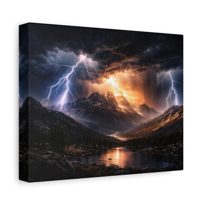 Storm Over the Mountains Canvas – Dramatic Lightning Landscape Wall Art, canvas wall art, gallery image 20 of 76