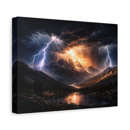 Storm Over the Mountains Canvas – Dramatic Lightning Landscape Wall Art, canvas wall art, gallery image 23 of 76