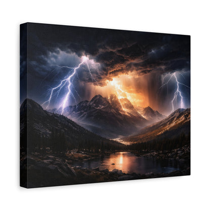 Storm Over the Mountains Canvas – Dramatic Lightning Landscape Wall Art, canvas wall art, gallery image 26 of 76