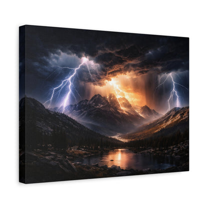Storm Over the Mountains Canvas – Dramatic Lightning Landscape Wall Art, canvas wall art, gallery image 29 of 76