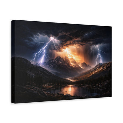 Storm Over the Mountains Canvas – Dramatic Lightning Landscape Wall Art, canvas wall art, gallery image 32 of 76