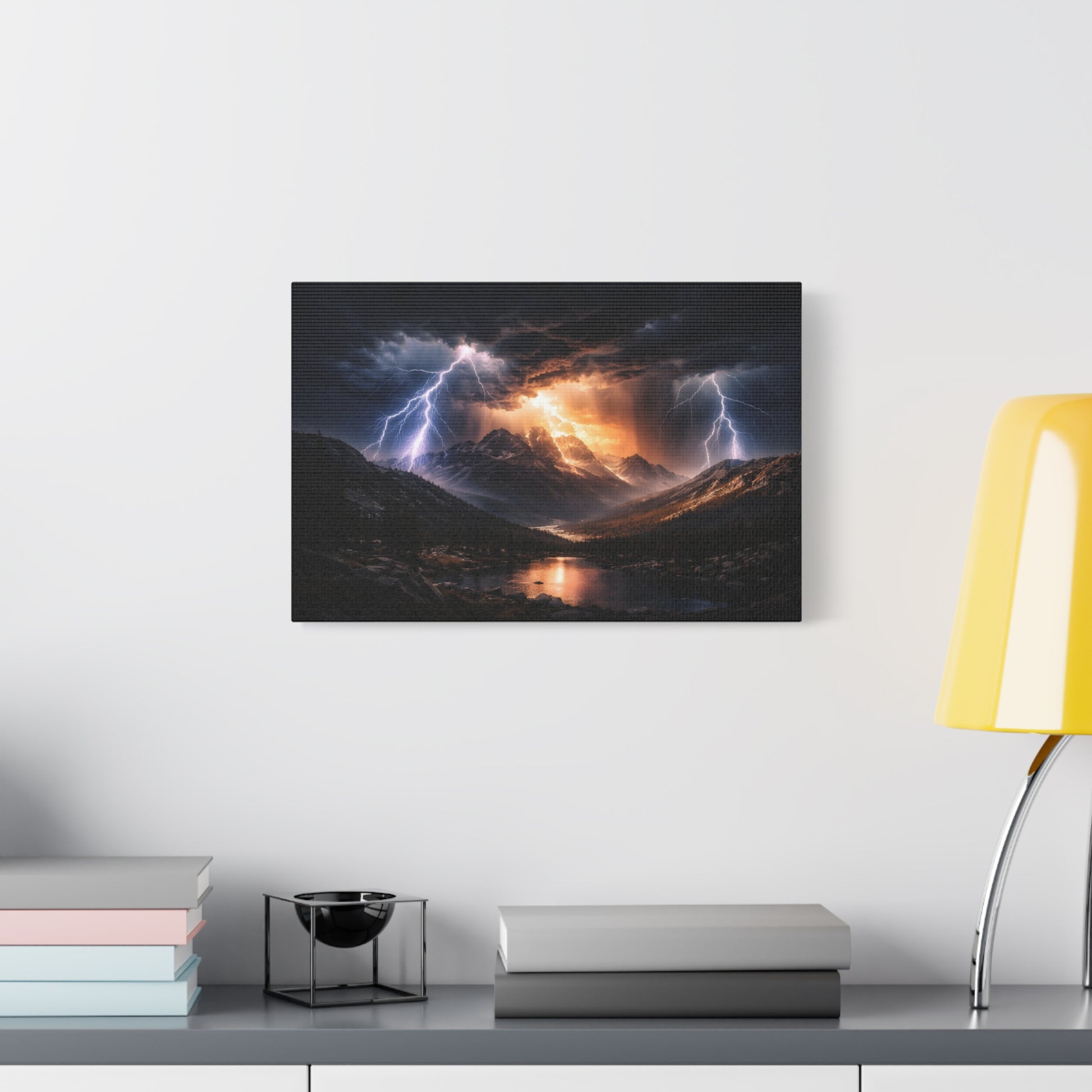 Storm Over the Mountains Canvas – Dramatic Lightning Landscape Wall Art, canvas wall art, gallery image 33 of 76