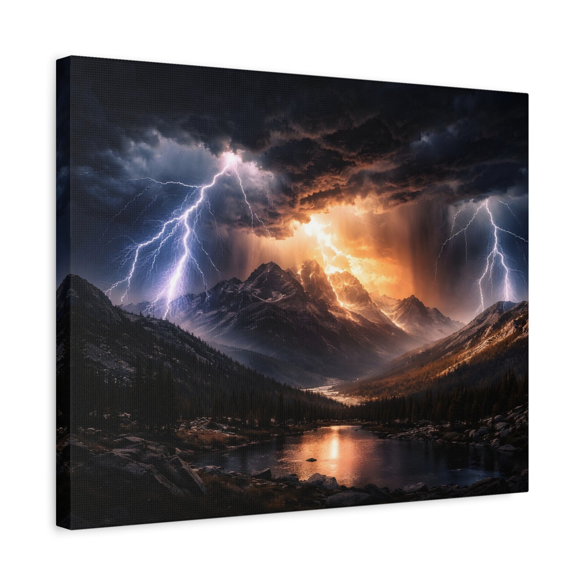 Storm Over the Mountains Canvas – Dramatic Lightning Landscape Wall Art, canvas wall art, gallery image 35 of 76