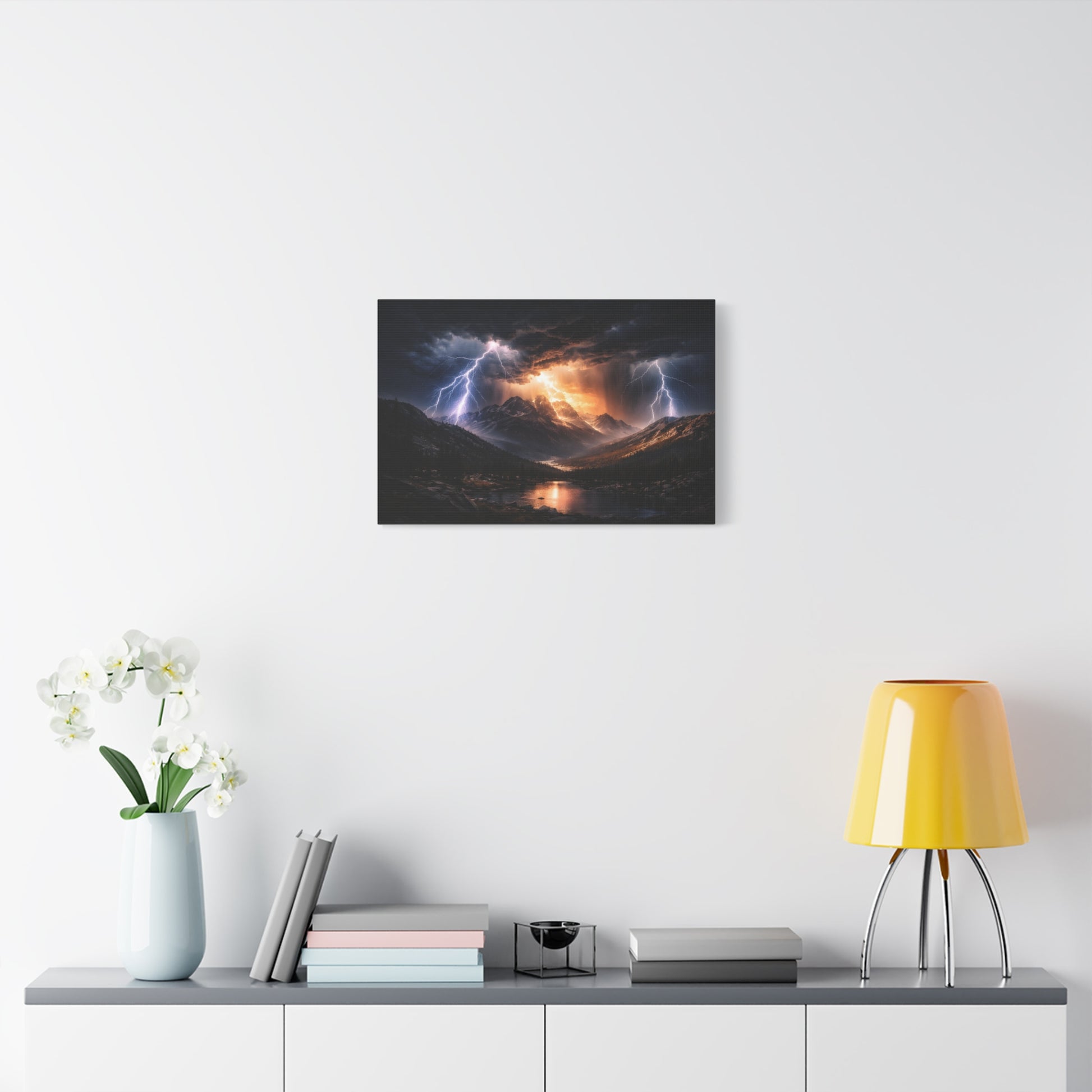 Storm Over the Mountains Canvas – Dramatic Lightning Landscape Wall Art, canvas wall art, gallery image 39 of 76