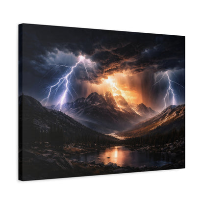 Storm Over the Mountains Canvas – Dramatic Lightning Landscape Wall Art, canvas wall art, gallery image 41 of 76