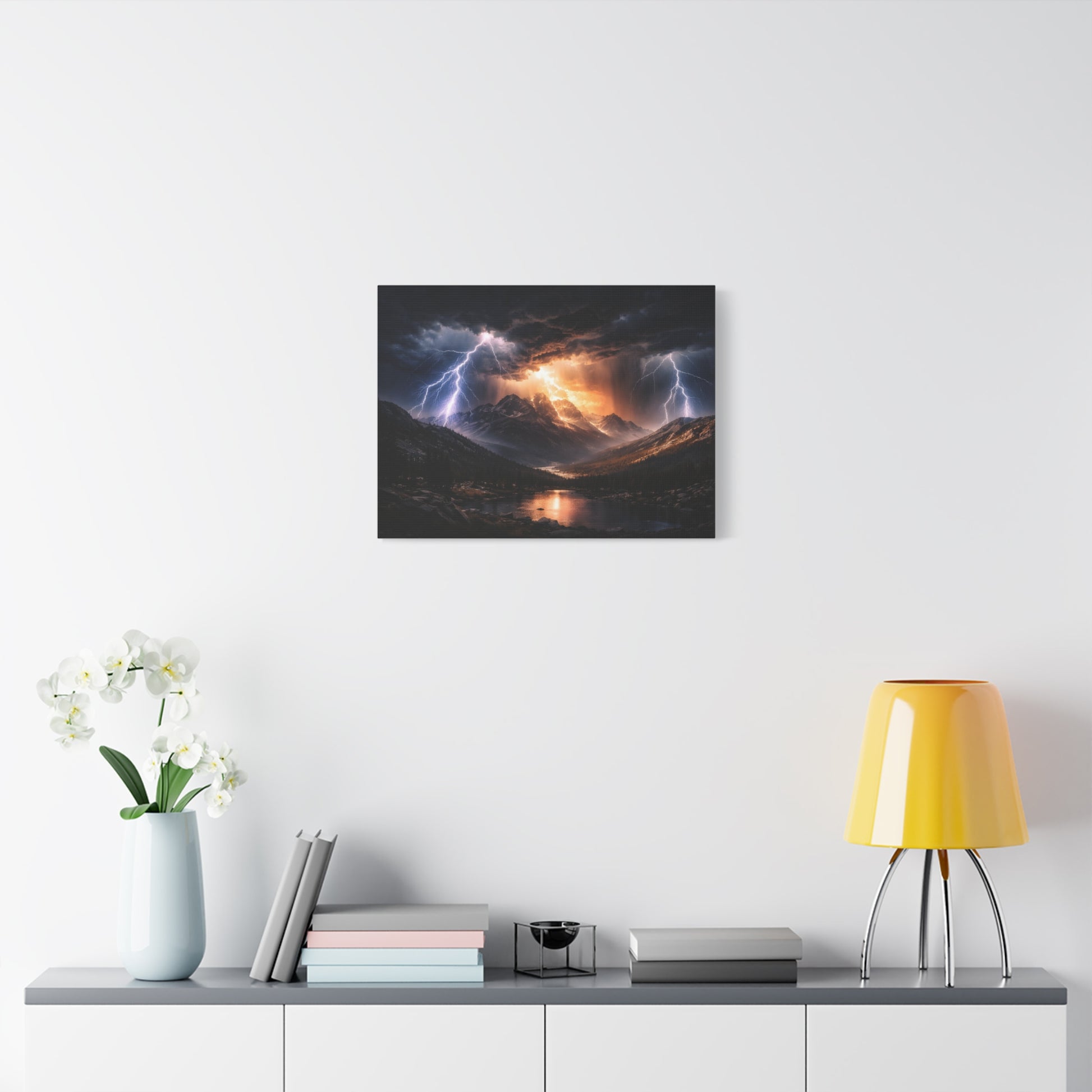 Storm Over the Mountains Canvas – Dramatic Lightning Landscape Wall Art, canvas wall art, gallery image 42 of 76