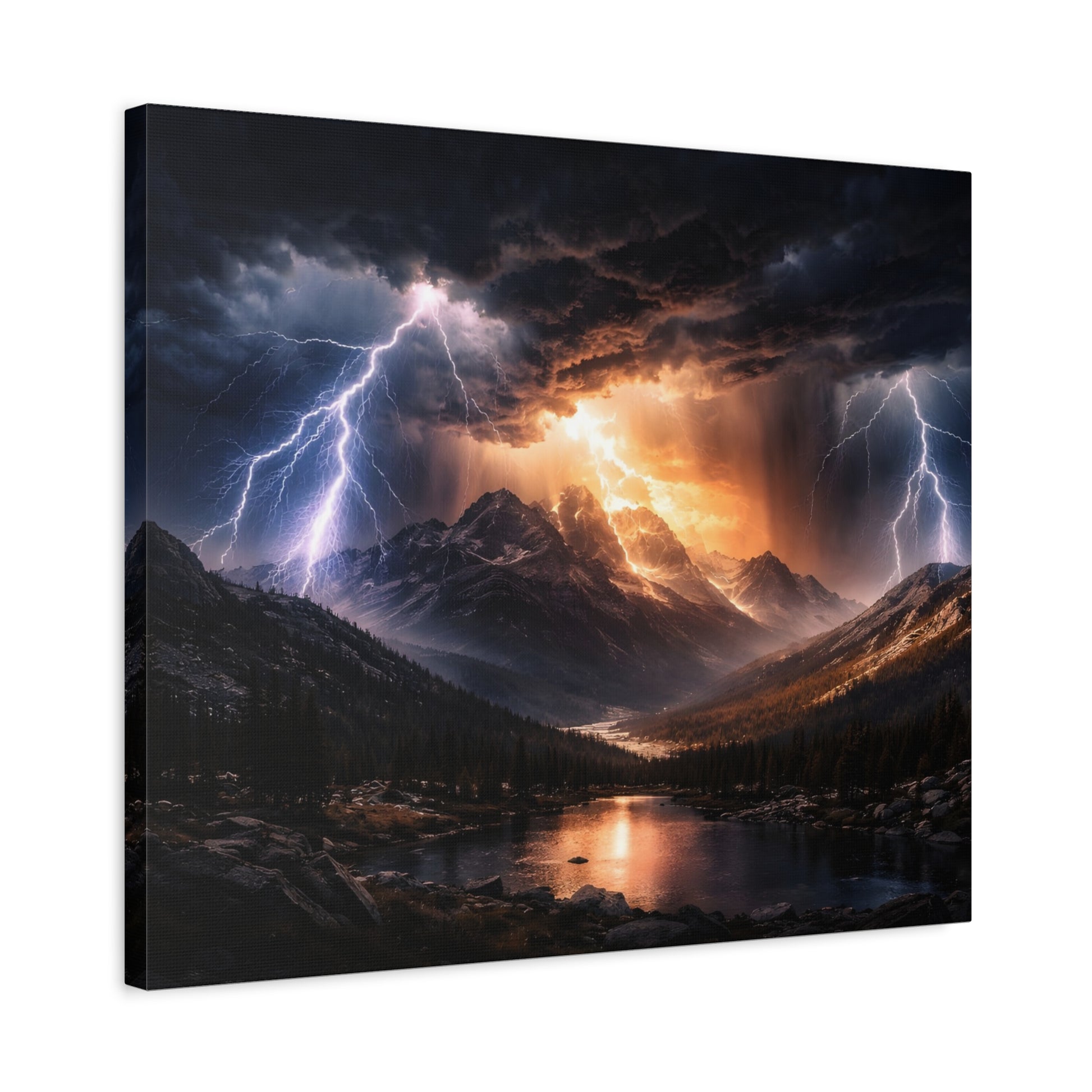 Storm Over the Mountains Canvas – Dramatic Lightning Landscape Wall Art, canvas wall art, gallery image 44 of 76