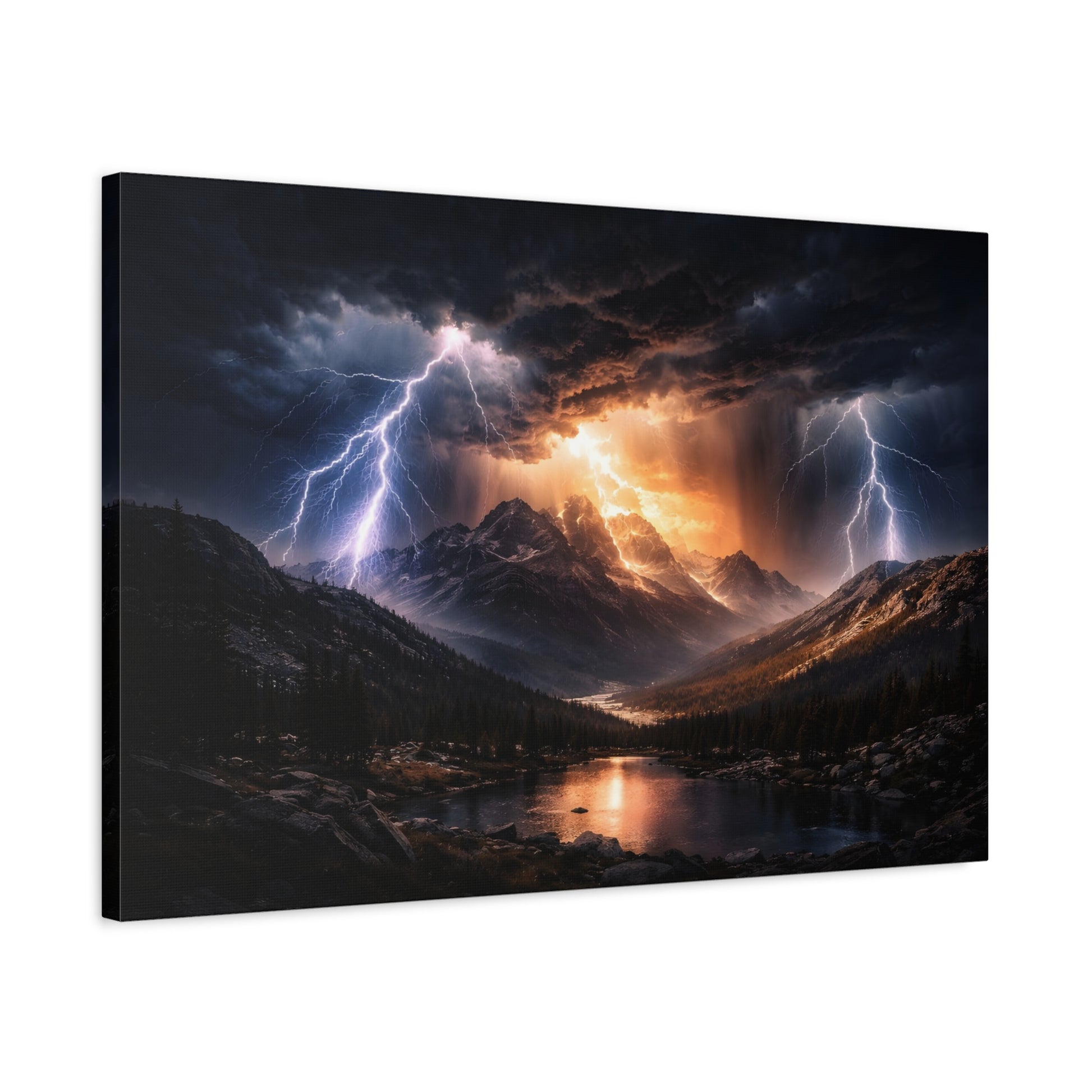 Storm Over the Mountains Canvas – Dramatic Lightning Landscape Wall Art, canvas wall art, gallery image 47 of 76