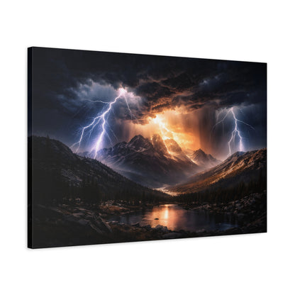 Storm Over the Mountains Canvas – Dramatic Lightning Landscape Wall Art, canvas wall art, gallery image 47 of 76