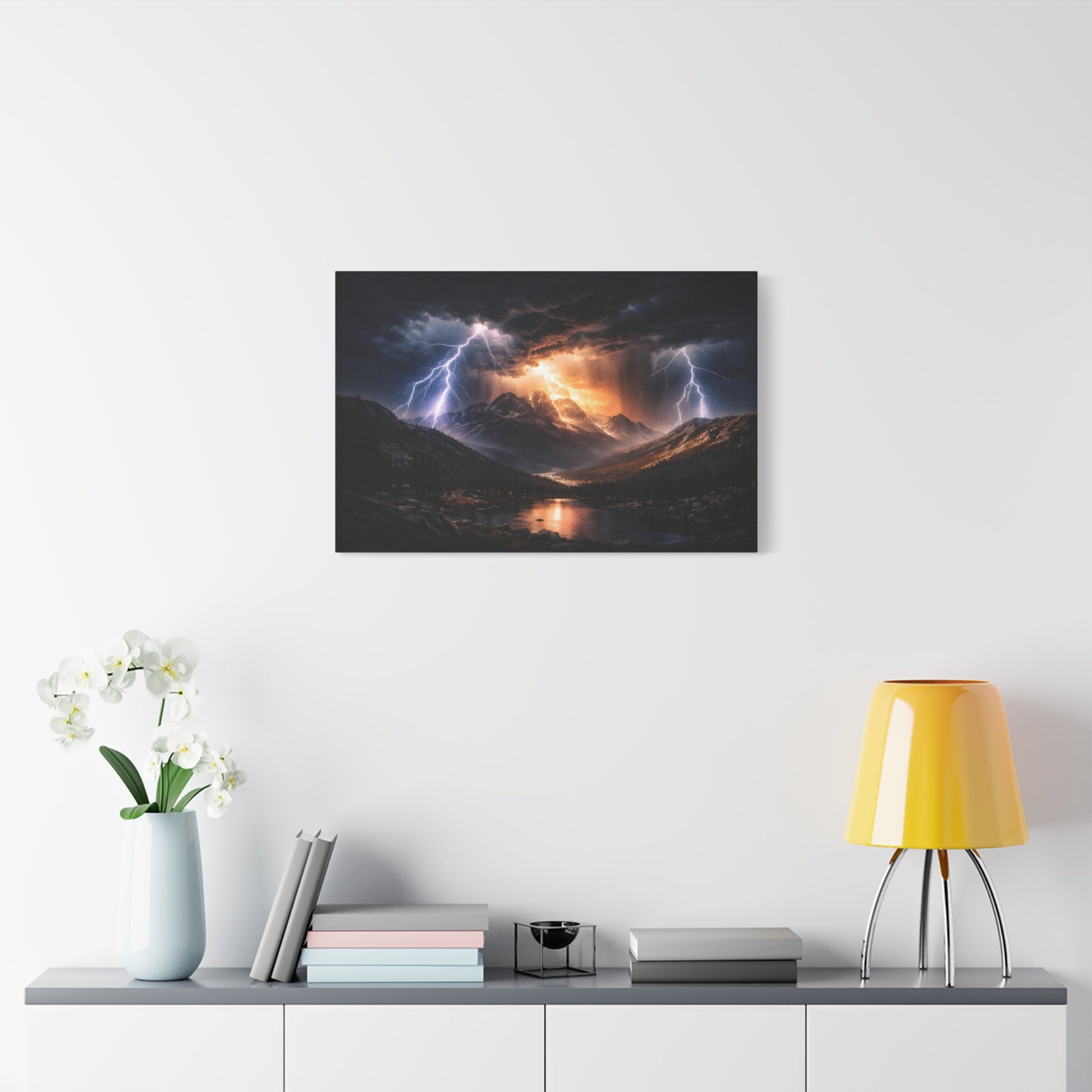 Storm Over the Mountains Canvas – Dramatic Lightning Landscape Wall Art, canvas wall art, gallery image 48 of 76