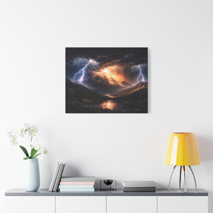Storm Over the Mountains Canvas – Dramatic Lightning Landscape Wall Art, canvas wall art, gallery image 51 of 76