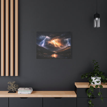 Storm Over the Mountains Canvas – Dramatic Lightning Landscape Wall Art, canvas wall art, gallery image 52 of 76