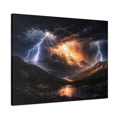Storm Over the Mountains Canvas – Dramatic Lightning Landscape Wall Art, canvas wall art, gallery image 53 of 76