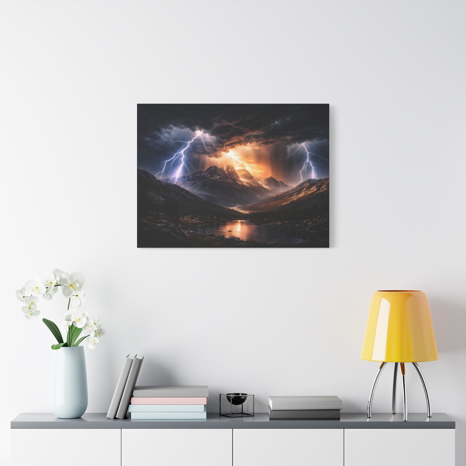 Storm Over the Mountains Canvas – Dramatic Lightning Landscape Wall Art, canvas wall art, gallery image 54 of 76