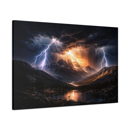Storm Over the Mountains Canvas – Dramatic Lightning Landscape Wall Art, canvas wall art, gallery image 56 of 76
