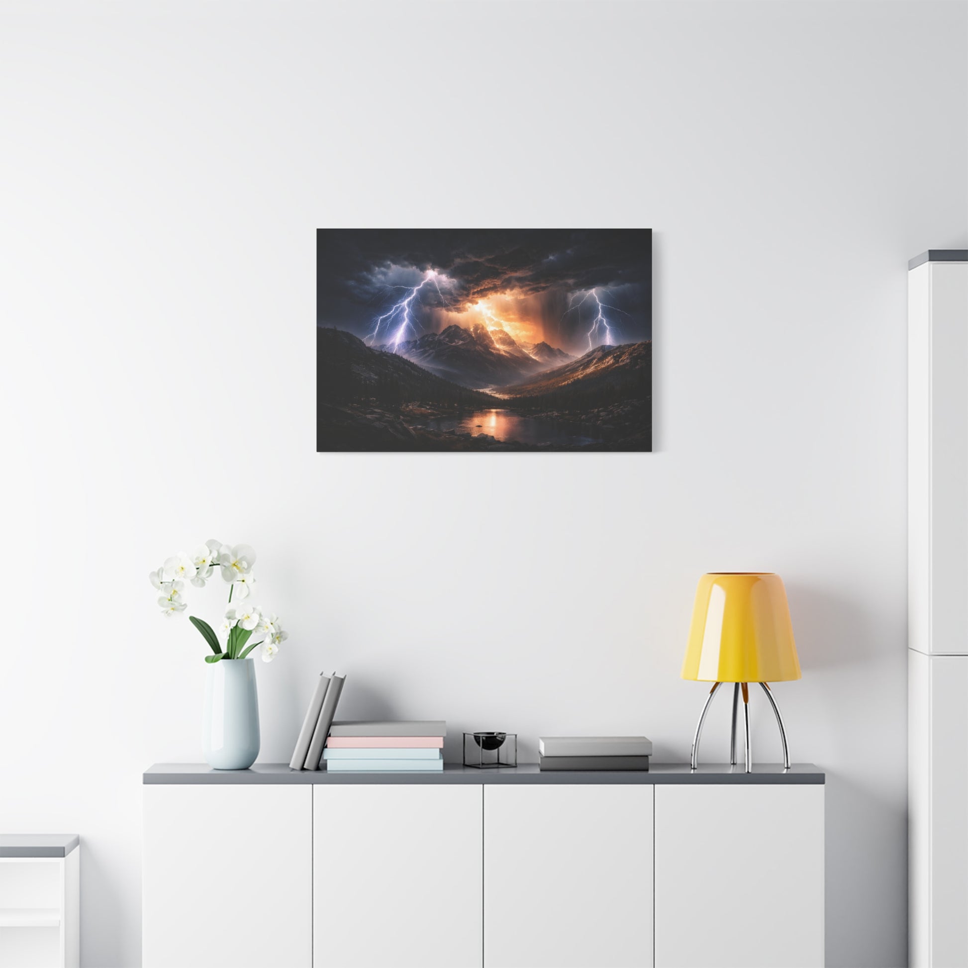 Storm Over the Mountains Canvas – Dramatic Lightning Landscape Wall Art, canvas wall art, gallery image 57 of 76