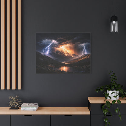 Storm Over the Mountains Canvas – Dramatic Lightning Landscape Wall Art, canvas wall art, gallery image 61 of 76