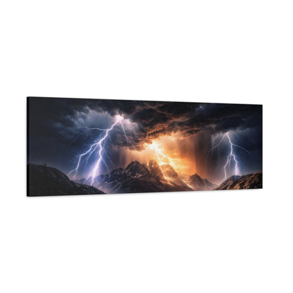 Storm Over the Mountains Canvas – Dramatic Lightning Landscape Wall Art, canvas wall art, gallery image 62 of 76