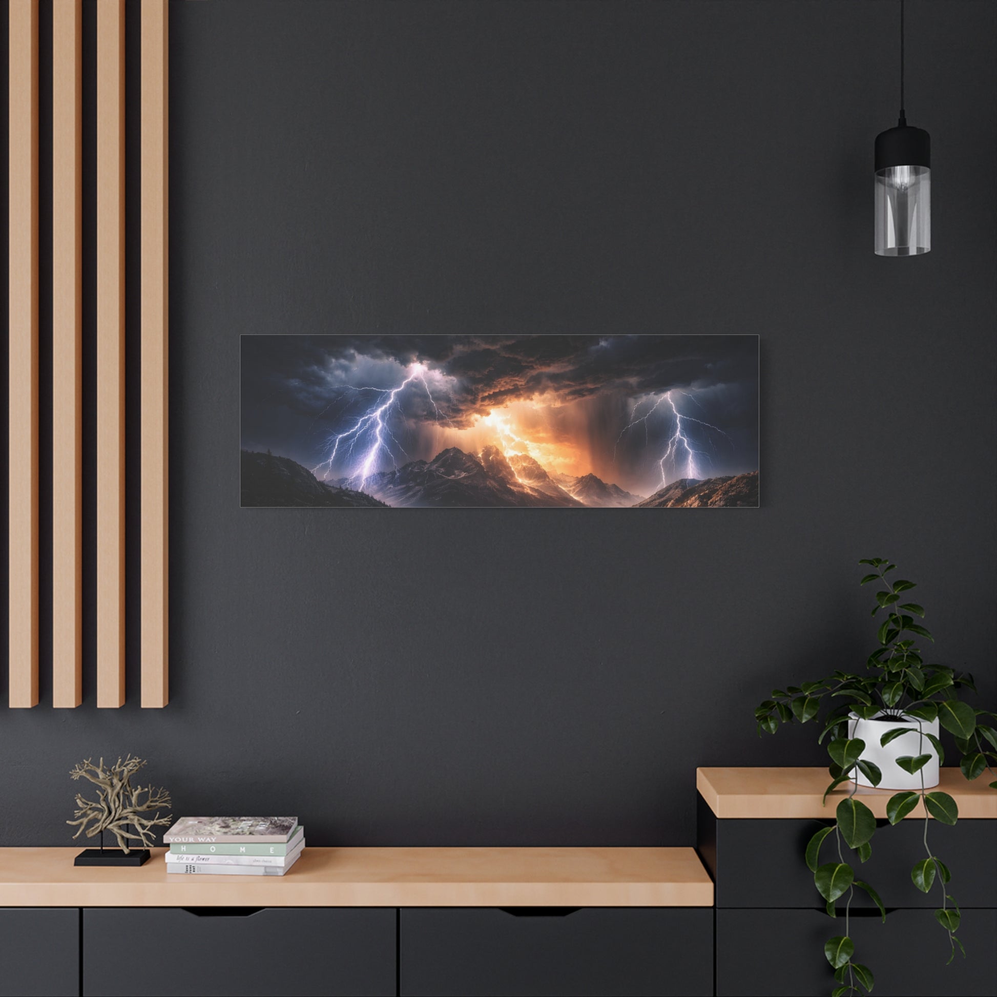 Storm Over the Mountains Canvas – Dramatic Lightning Landscape Wall Art, canvas wall art, gallery image 64 of 76