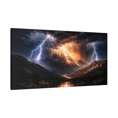 Storm Over the Mountains Canvas – Dramatic Lightning Landscape Wall Art, canvas wall art, gallery image 65 of 76
