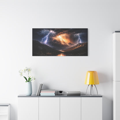 Storm Over the Mountains Canvas – Dramatic Lightning Landscape Wall Art, canvas wall art, gallery image 66 of 76