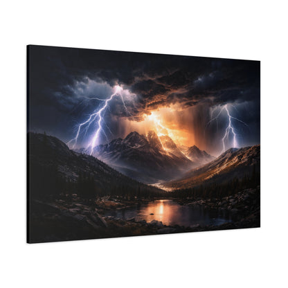 Storm Over the Mountains Canvas – Dramatic Lightning Landscape Wall Art, canvas wall art, gallery image 68 of 76
