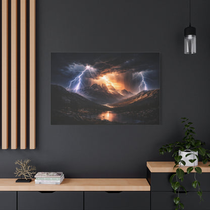 Storm Over the Mountains Canvas – Dramatic Lightning Landscape Wall Art, canvas wall art, gallery image 70 of 76