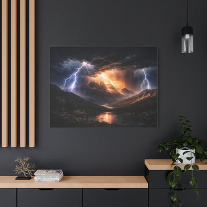 Storm Over the Mountains Canvas – Dramatic Lightning Landscape Wall Art, canvas wall art, gallery image 73 of 76