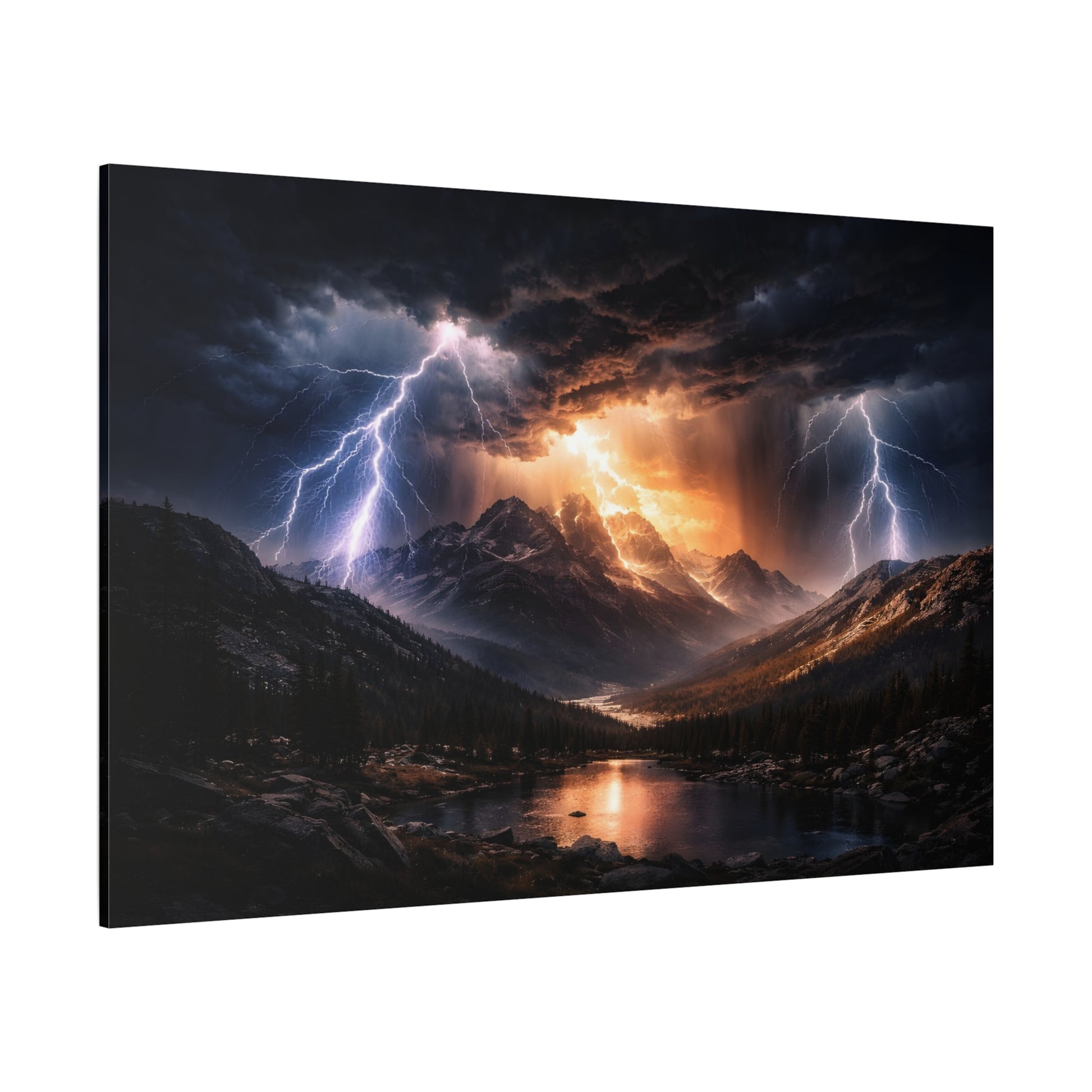 Storm Over the Mountains Canvas – Dramatic Lightning Landscape Wall Art, canvas wall art, gallery image 74 of 76