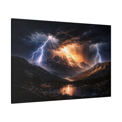 Storm Over the Mountains Canvas – Dramatic Lightning Landscape Wall Art, canvas wall art, gallery image 74 of 76