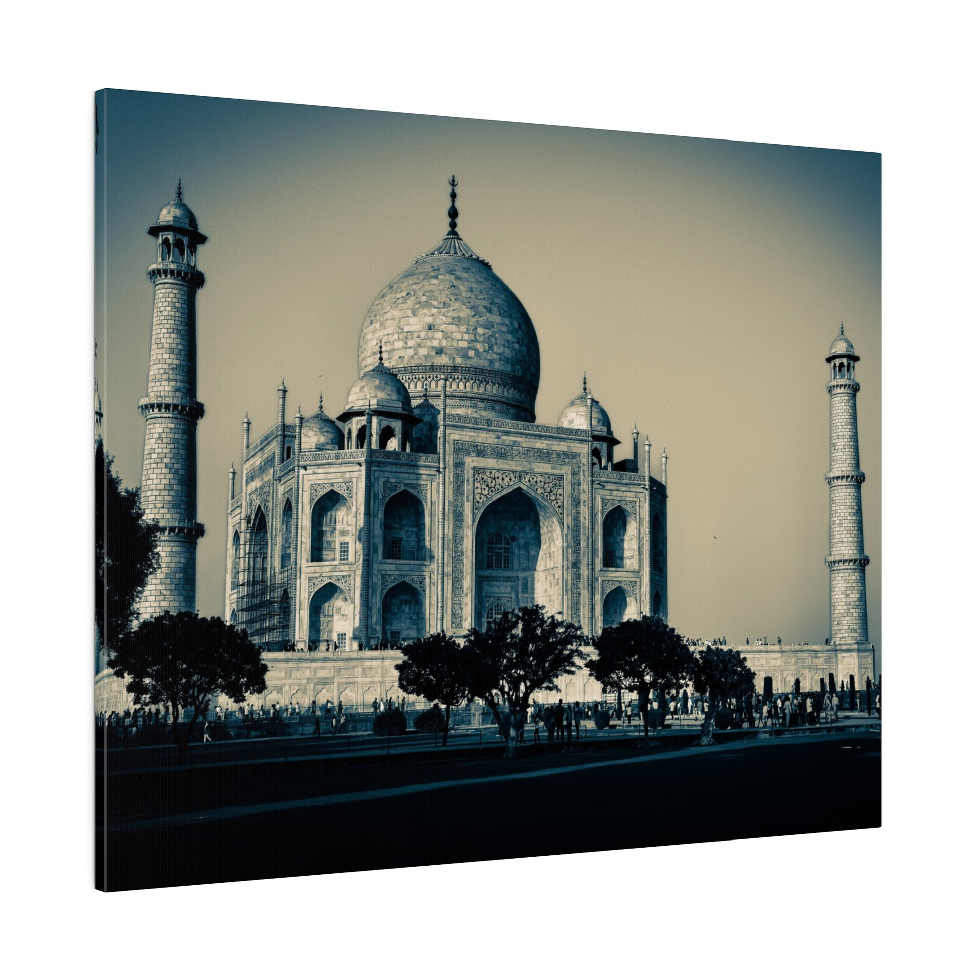 The world wonder, Taj Mahal, standing elegantly with its beautiful white marble reflecting the rich Mughal history.