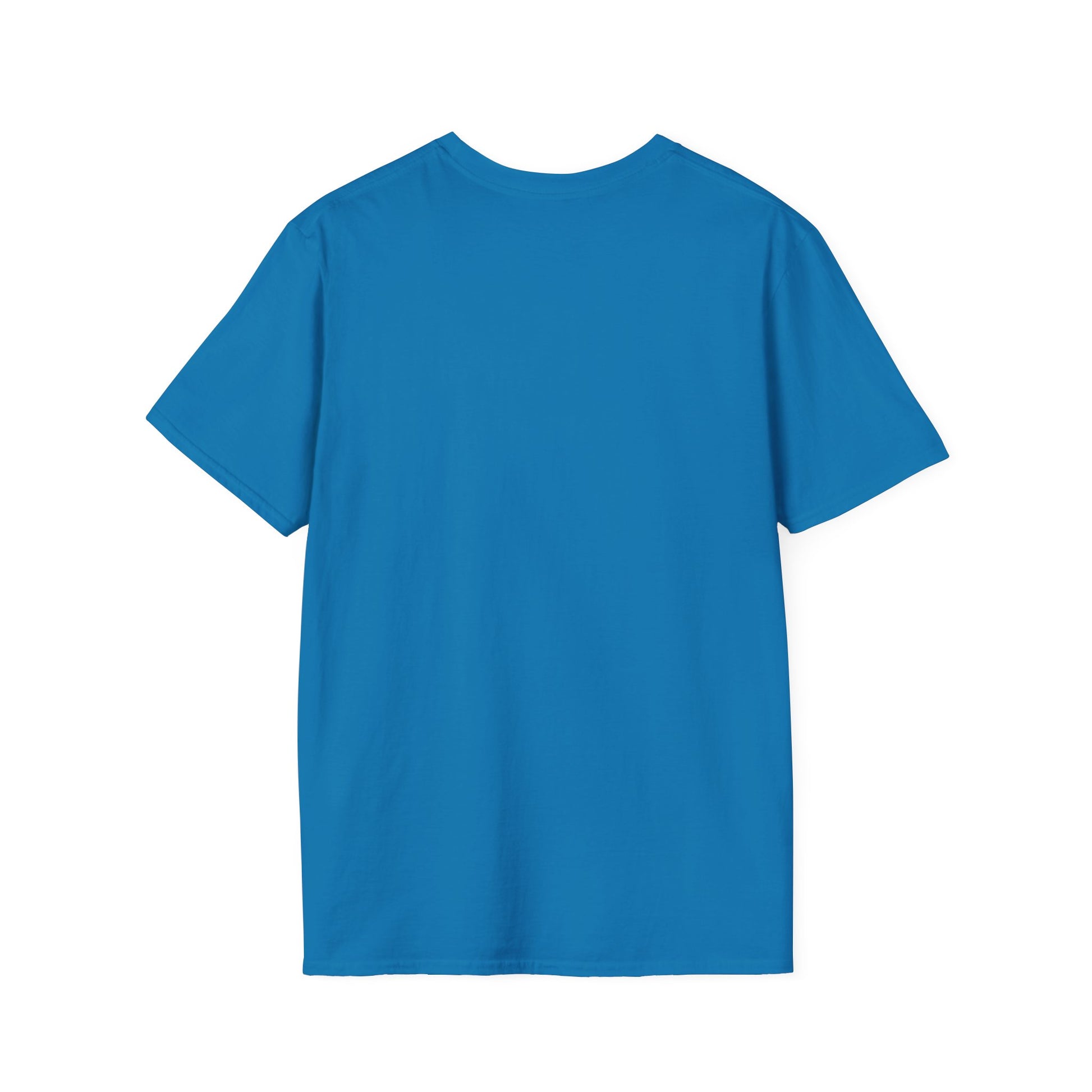 Back view of a solid royal blue short-sleeve T-shirt with a crew neck.